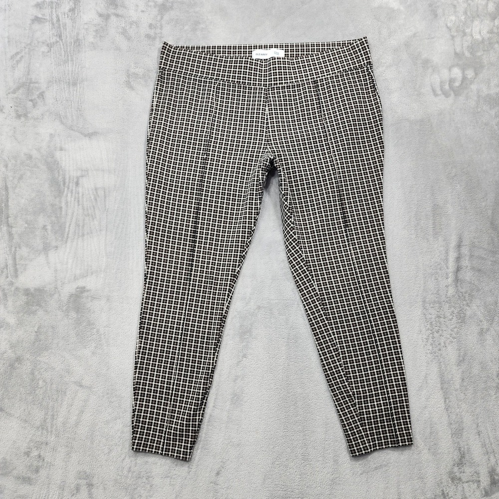 Old Navy Pants Womens XL Black Stevie High Rise Ponte Ankle Slim Stretch Check